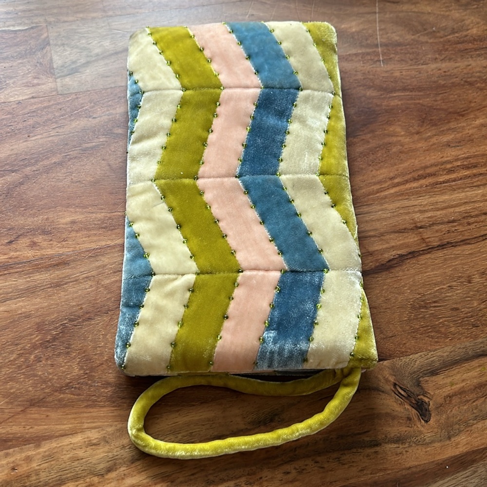 Shiraleah velvet pastel color wristlet super cute cocktail bag colorful chic